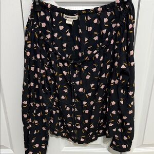 Billabong Black Top with Pink and Yellow Floral Design